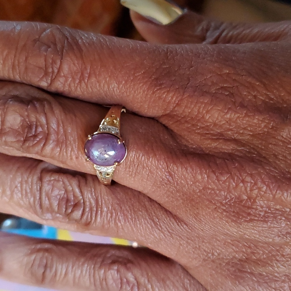 India Star Ruby And White Zircon Solitaire Celestial Ring Sz 8 - Picture 4 of 8